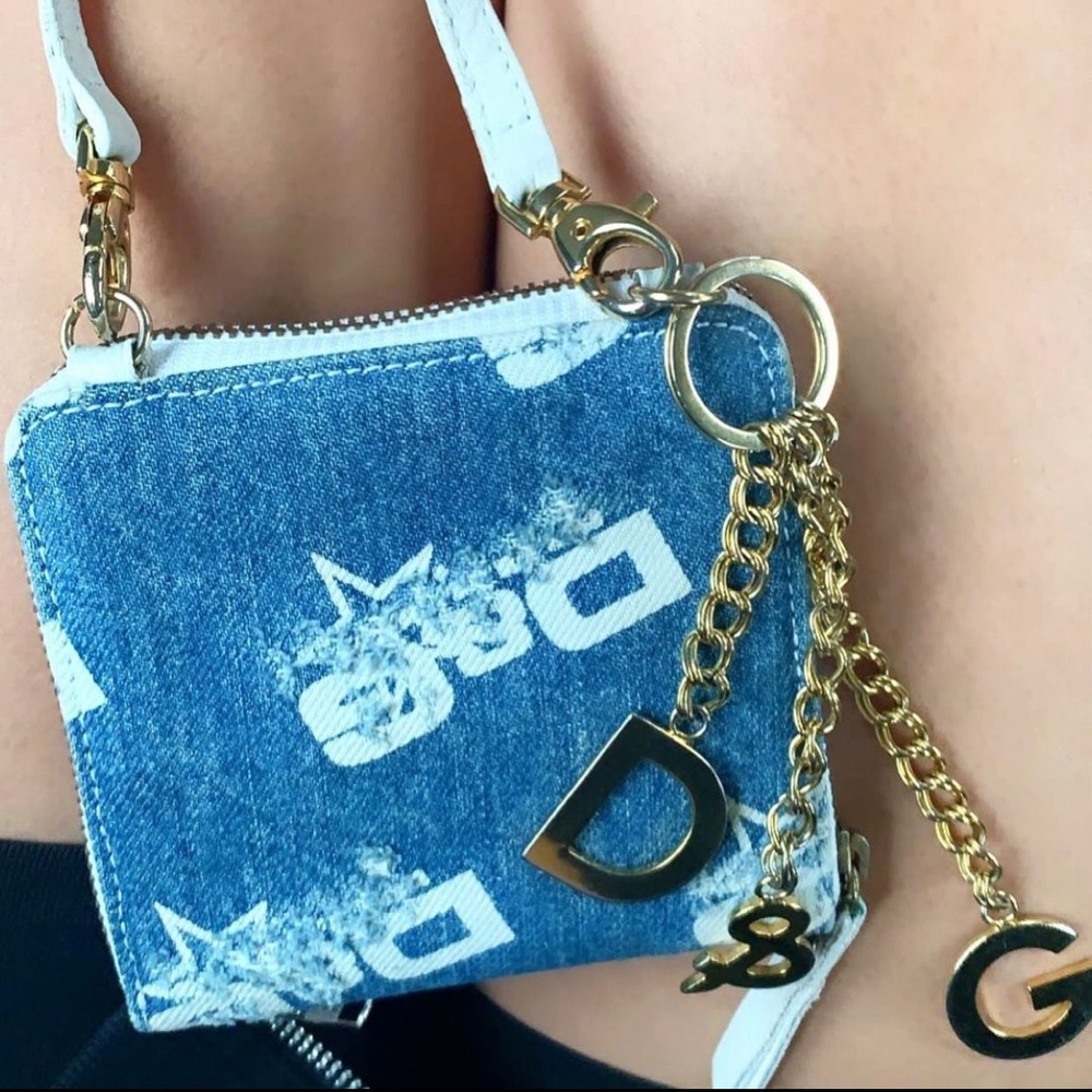 Auth. Dolce and Gabbana Y2K Jean wallet on strap